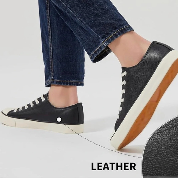 yageyan Mens Low top Classic Sneakers with Leather  Black Walking Size 11 NEW - Picture 6 of 6